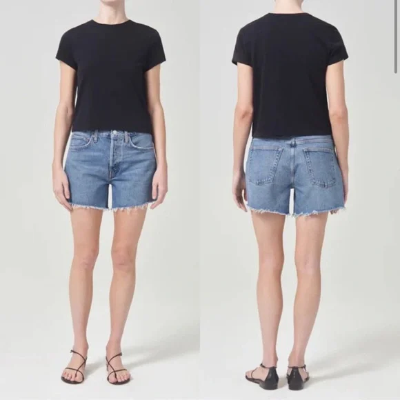 Agolde Parker Long Jean Shorts - Picture 2 of 9